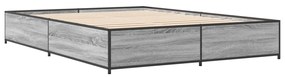 vidaXL Πλαίσιο Κρεβατιού Γκρι Sonoma 135x190 εκ. Επεξ. Ξύλο &amp; Μέταλλο