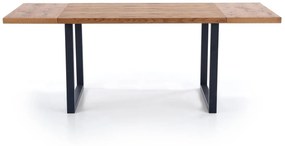 Τραπέζι Houston 725, Ελαφριά δρυς, Μαύρο, 76x80x126cm, 59 kg, Επιμήκυνση, Πλαστικοποιημένη μοριοσανίδα, Μέταλλο | Epipla1.gr