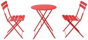 Σετ κήπου - Τραπεζαρία Bistro 3τεμ μεταλλική αναδιπλούμενη σε κόκκινη απόχρωση Φ60x71εκ 60x60x71 εκ.