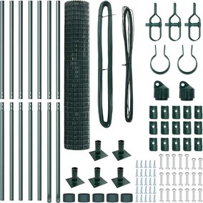 vidaXL Φράχτης με Στήλες. Πράσινο 1.6 x 10 m Ατσάλι