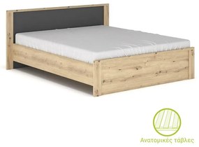 Double Bed Lavinia color sonoma-anthracite 160x200cm 185x204.5x85 εκ.