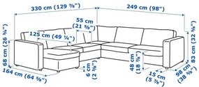 VIMLE γωνιακός καναπές, 5 θέσεων με σεζλόνγκ 393.995.84