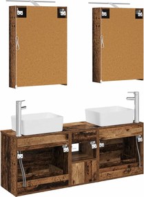 vidaXL Σετ Επίπλων Μπάνιου 5 pcs Παλαιωμένο ξύλο