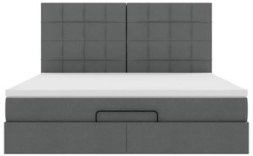 vidaXL Οθωμανικό κρεβάτι με στρώμα σκούρο γκρι 180x200cm ύφασμα