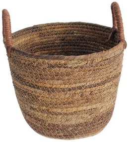 Καλάθι Από Φύλλο Μπανανιάς 00.06.61400 Φ25x20-27cm Ψάθινο Natural-Brown Ψάθα