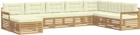 vidaXL Σειρά Καναπέ Εξωτερικού με μαξιλάρι 8 pcs Λευκό και Κρεμ