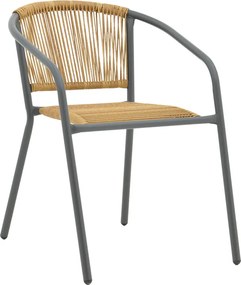 Τραπεζαρία Watson-Lindaria pakoworld μέταλλο ανθρακί-γυαλί και pe rattan σε φυσική απόχρωση 70x70x70εκ