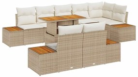 vidaXL Σέτ φαγητού για κήπο 9 pcs Μπεζ, Κρέμα 100 x 55 x 73 εκ