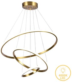 Φωτιστικό οροφής τρίφωτο led Pelia pakoworld μέταλλο σε χρυσή απόχρωση Φ60x40εκ
