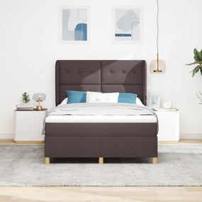 vidaXL Κρεβάτι Box Spring με Στρώμα Καφέ 140x190 εκ. Υφάσματος