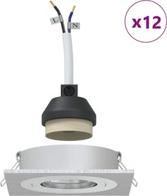 vidaXL Σποτ 12 pcs Ασημί 9 x 9 x 2 εκ. Αλουμίνιο
