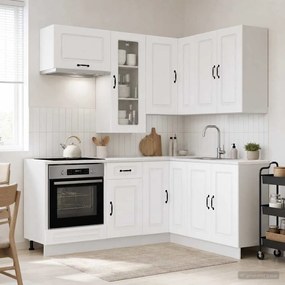 vidaXL Μονάδα κουζίνας KALMAR 8 pcs Λευκό Επεξεργασμένο Ξύλο