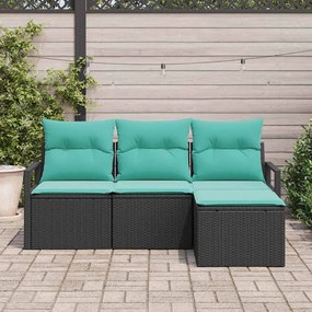 vidaXL Σετ Καναπέ 4 pcs Μαύρο συνθετικό ρατάν
