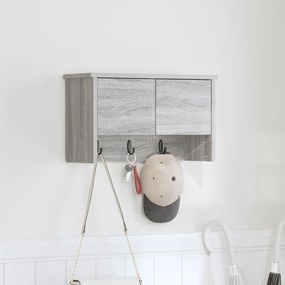 vidaXL Τοίχου Κρεμάστρα με ράφι Επιτοίχιο Γκρι sonoma 50 x 20 x 30 εκ.