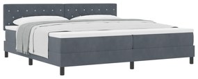 vidaXL Κρεβάτι Box Spring με Στρώμα Σκούρο Γκρι 200x200 εκ. Βελούδο