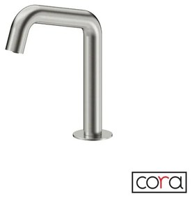 Cora Sensor Μπαταρία Νιπτήρα Τοίχου Ηλεκτρονική Χωρίς ανάμιξη Inox Brushed