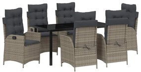 vidaXL Σέτ φαγητού για κήπο 7 pcs Γκρι συνθετικό ρατάν