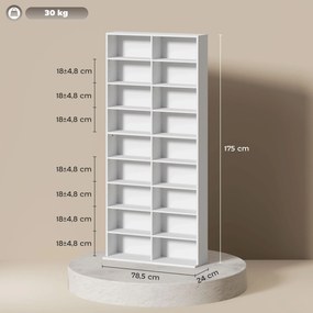 Ράφι DVD Ράφι αποθήκευσης CD 14 Ρυθμιζόμενα ράφια 18 θήκες 175 εκ. Blu-ray Ράφι μοριοσανίδα Λευκό
