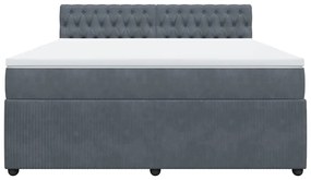 vidaXL Κρεβάτι Boxspring με Στρώμα Σκούρο Γκρι 180x200 εκ. Βελούδινο