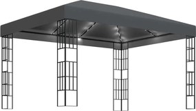 vidaXL Κιόσκι με Φωτάκια LED Ανθρακί 3 x 4 μ.