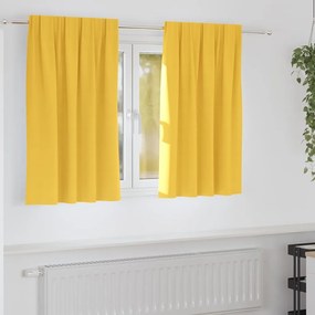 vidaXL Κουρτίνες Μαύρης Ύφανσης με Δαχτυλίδια 2 pcs Χαμομηλί κίτρινο