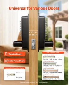 VEVOR Mechanical Keyless Entry Door Lock, 2.0 Code Upgrade, 4-7 Digits Code, Double-Sided Push Button Combination Keypad Door Lock with Handle, Auto Locking, for Indoor or Outdoor, Oil-Rubbed Bronze