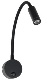 GOOSE 61690 Φωτιστικό Τοίχου-Απλίκα LED 3W 300lm 36° AC 220-240V IP20-Reading Light-Θερμό Λευκό 2700K Μαύρο Αλουμίν Globostar-61 61690