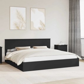 vidaXL Κρεβάτι Αποθήκης Μαύρο 200 x 200 cm Επεξεργασμένο ξύλο