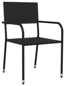 vidaXL Σετ Τραπεζαρίας Κήπου 7 Τεμ Μαύρο από Συνθετικό Ρατάν/Ατσάλι