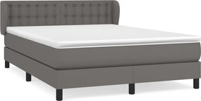 vidaXL Κρεβάτι Boxspring με Στρώμα Γκρι 140x200εκ. από Συνθετικό Δέρμα