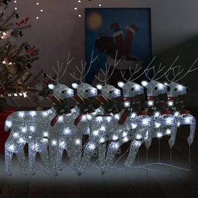 vidaXL Χριστουγεννιάτικοι Τάρανδοι 6 τεμ. με 120 LED Ασημί