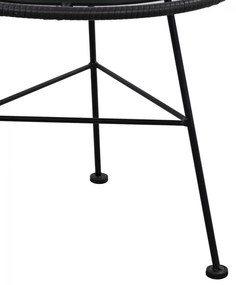 Τραπέζι ALLEGRA Χαμηλό Μεταλλικό με Wicker Μαύρο και Γυαλί Φ45x46 εκ. 45x45x46 εκ.