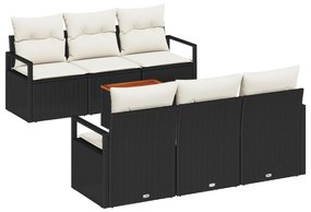 vidaXL Σετ σοφίτας κήπου 7 τεμαχίων με μαξιλάρια Μαύρο Πολυρατάν Ακακία