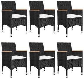 vidaXL Σετ Τραπεζαρίας Κήπου 7 Τεμαχίων Μαύρο