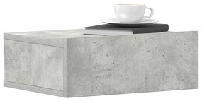 vidaXL Κομοδίνα Κρεμαστά 2τεμ. Γκρι Σκυροδ. 40x30x15εκ. από Επεξ. Ξύλο