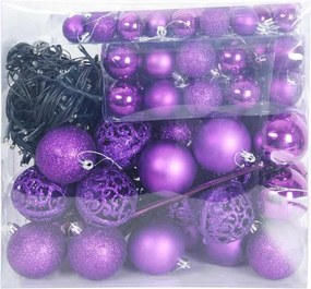 vidaXL Σετ Χριστουγεννιάτικων Στρογγυλών Μπαλίτσων 120 pcs Λιλά