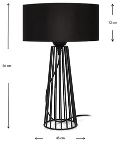 Φωτιστικό επιτραπέζιο Filip Megapap E27 μεταλλικό - υφασμάτινο χρώμα μαύρο 25x25x45εκ. - Μέταλλο - GP030-0088,1