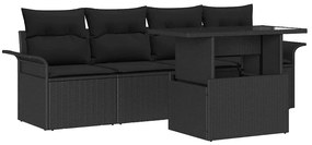 vidaXL Σετ Καναπέ Κήπου με μαξιλάρι 5 pcs Μαύρο Πολυ ράταν
