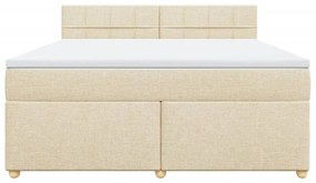 Κρεβάτι Boxspring με Στρώμα Κρεμ 180x200 εκ. Υφασμάτινο - Κρεμ