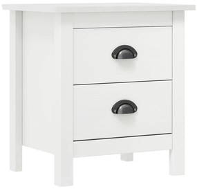 vidaXL Κομοδίνα Hill 2 Τεμ. Λευκά 46x35x49,5 εκ. από Μασίφ Ξύλο Πεύκου