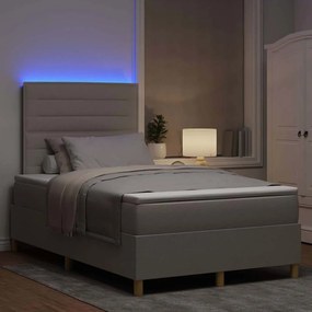 vidaXL LED Κρεβάτι με βάθρο με στρώμα Taupe 120 x 200 cm ύφασμα