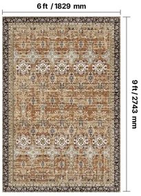 VEVOR Large Area Rug 6x9 ft Anti-Skid Indoor Floor Mat Vintage Brown Green