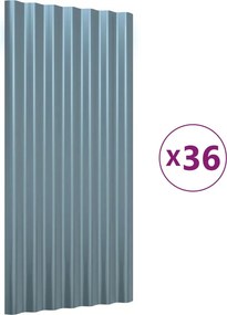 vidaXL Πάνελ Οροφής 36 τεμ. Γκρι 80 x 36 εκ. Γαλβανισμένος χάλυβας