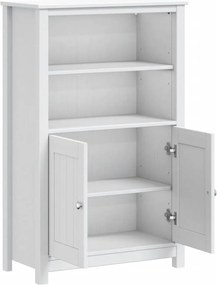 vidaXL Ντουλάπι Μπάνιου BERG Λευκό 69,5x34x110 εκ. Μασίφ Ξύλο Πεύκου