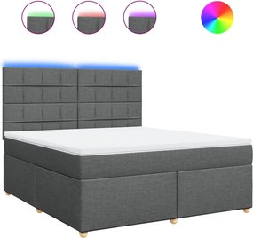 vidaXL Κρεβάτι Boxspring με Στρώμα Σκούρο Γκρι 180x200 εκ Υφασμάτιν