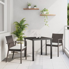 vidaXL Σετ γεύματος 3 τεμαχίων κήπου με μαξιλάρια , καφέ, από πολυ-ρατάν.