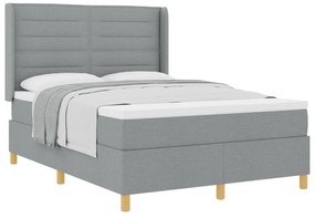 vidaXL Κρεβάτι Box Spring με Στρώμα Ανοιχτό Γκρι 140x200 εκ. Υφασμάτινο