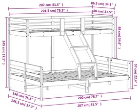 ΚΟΥΚΕΤΑ 80X200/140X200 ΕΚ. ΑΠΟ ΜΑΣΙΦ ΞΥΛΟ ΠΕΥΚΟΥ 3207165