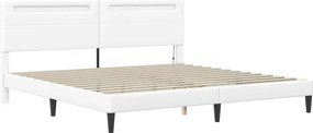 vidaXL Σκελετός Κρεβατιού με κεφαλάρι Λευκό 180 x 200 cm Τεχνητό Δέρμα
