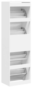 Παπουτσοθήκη με 4 Ανακλινόμενα Συρτάρια Λευκή 60 x 42 x 204 εκ. - Λευκό